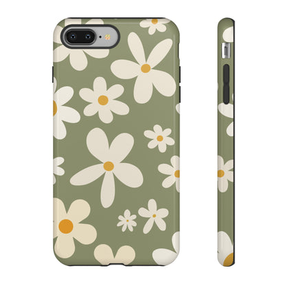 iPhone 8 Plus / Glossy Phone Case - ’Green Daisy Pattern’ Phone Case