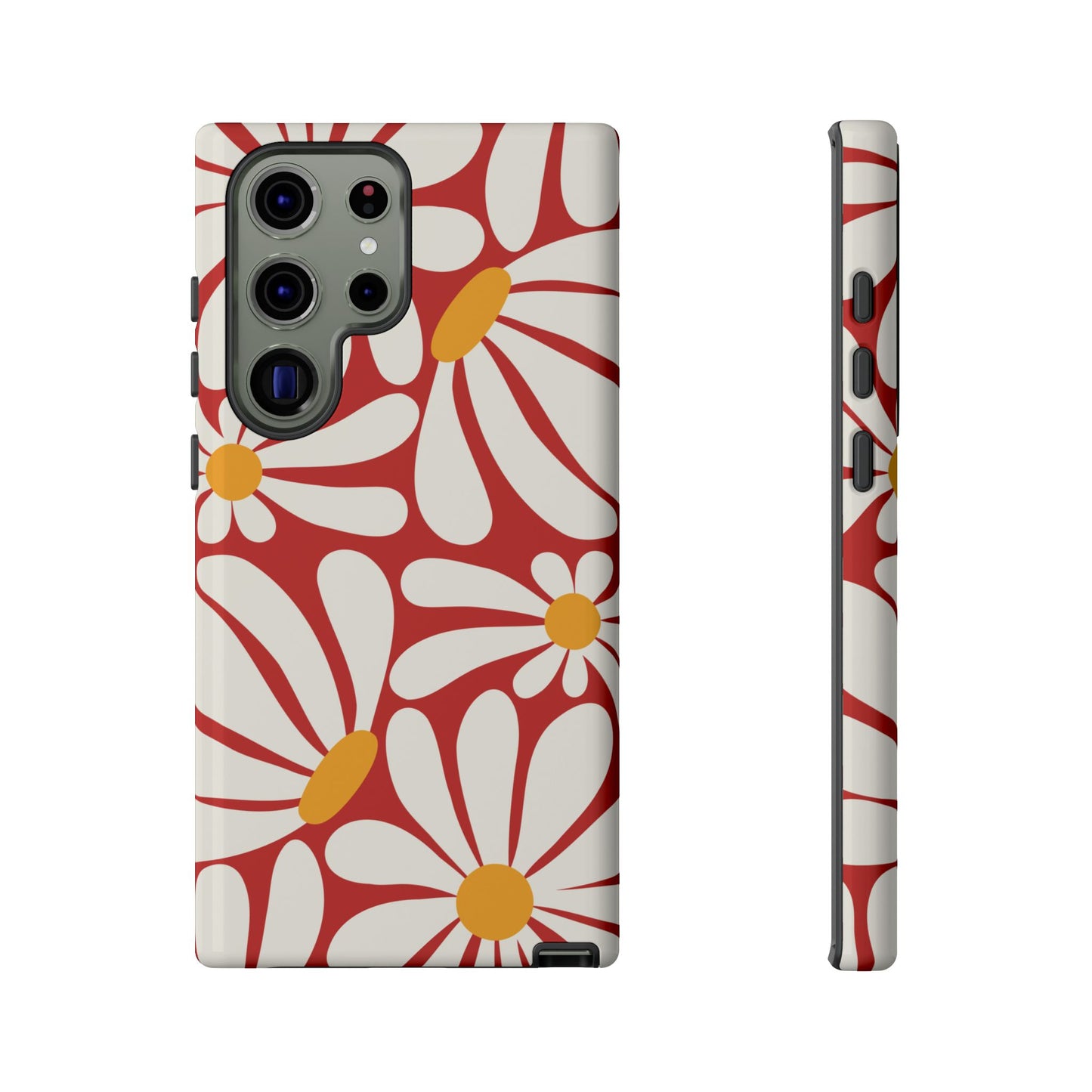 Retro Red Daisy Pattern Phone Case - Red Phone Case - Samsung Galaxy S23 Ultra / Glossy