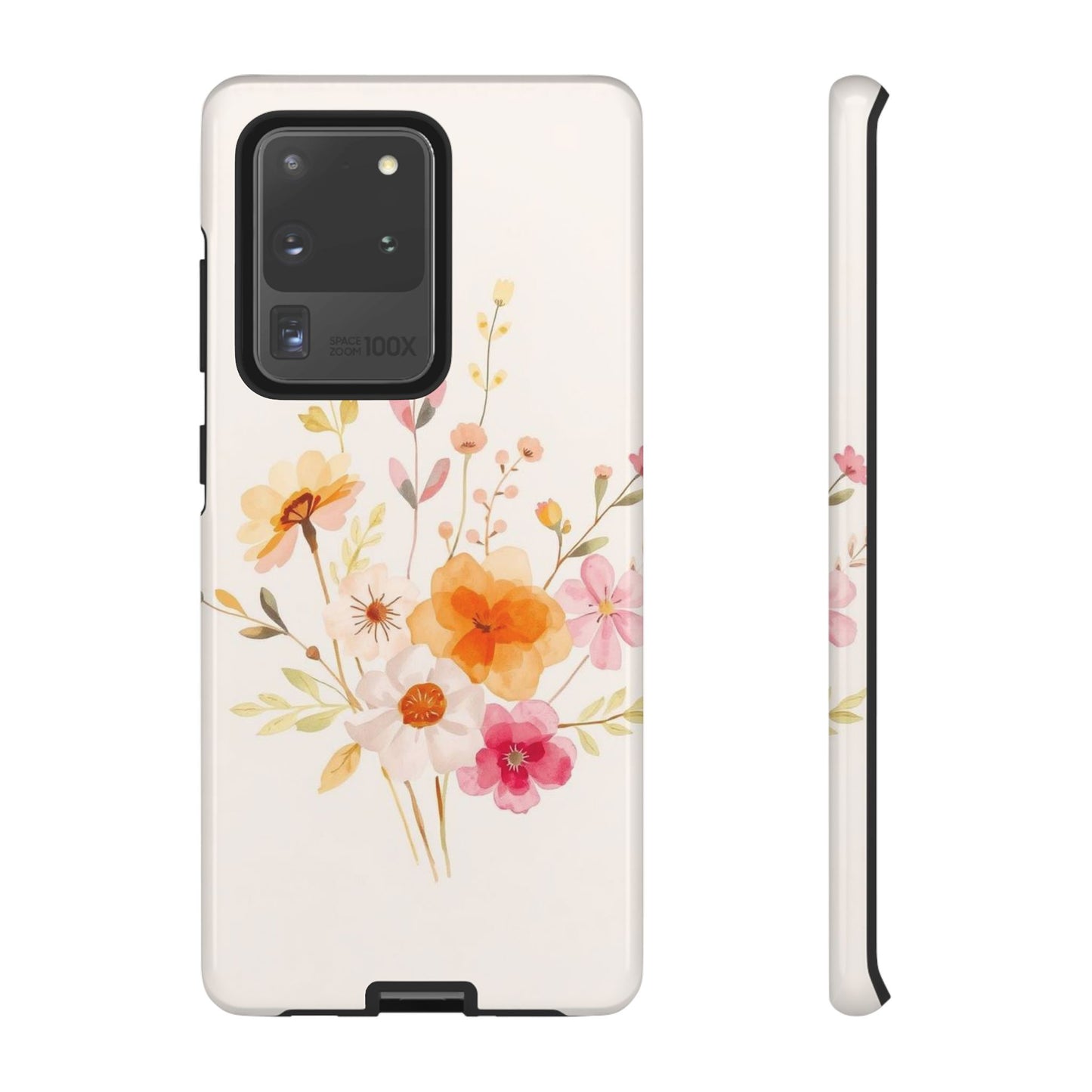 Samsung Galaxy S20 Ultra / Glossy Phone Case - Boho Chic Watercolour Flower Pattern Phone Case