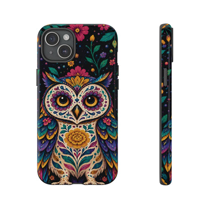 Vibrant Purple and Teal Calavera Owl Phone Case - Multicolor Phone Case - iPhone 15 Plus / Glossy
