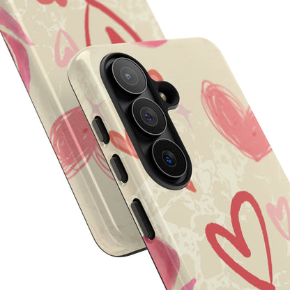 Cute Pink Heart & Rose Pattern Phone Case - Pink Phone Case
