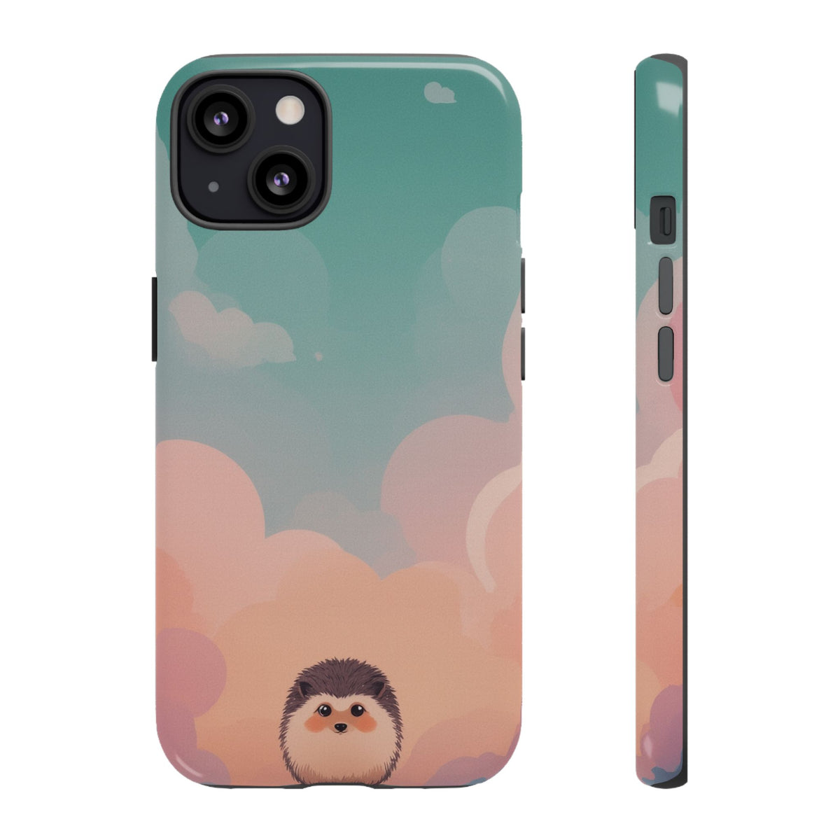 Cute Hedgehog & Cloud Design Phone Case - Multicolor Phone Case - iPhone 13 / Glossy