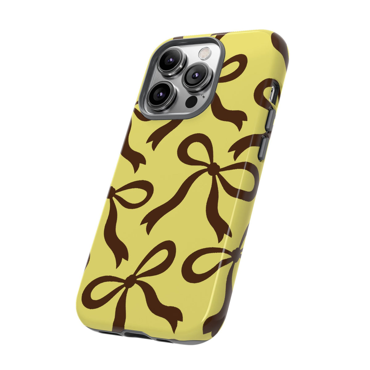 Bold Butter Yellow and Chocolate Brown Bow Pattern Phone Case - Yellow Phone Case