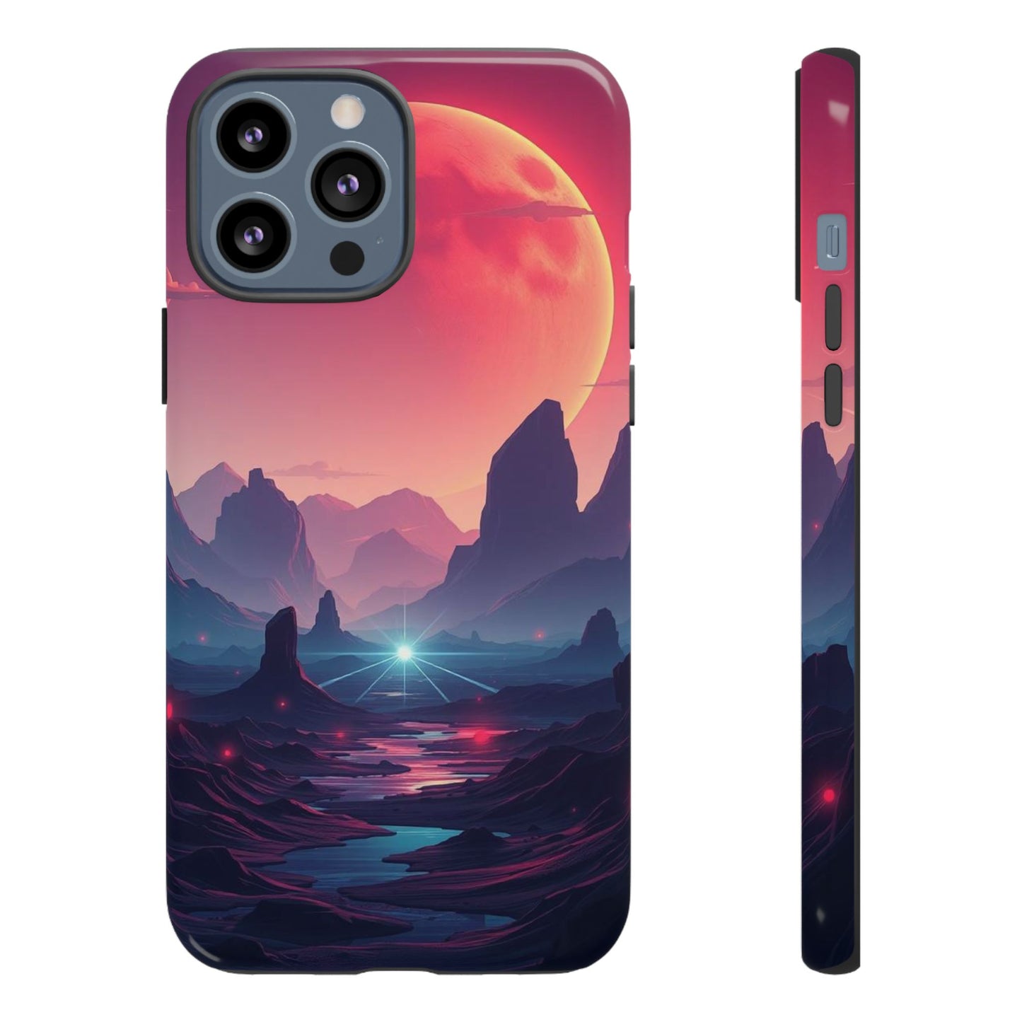 iPhone 13 Pro Max / Glossy Phone Case - Alien Moon Landscape Design Phone Case