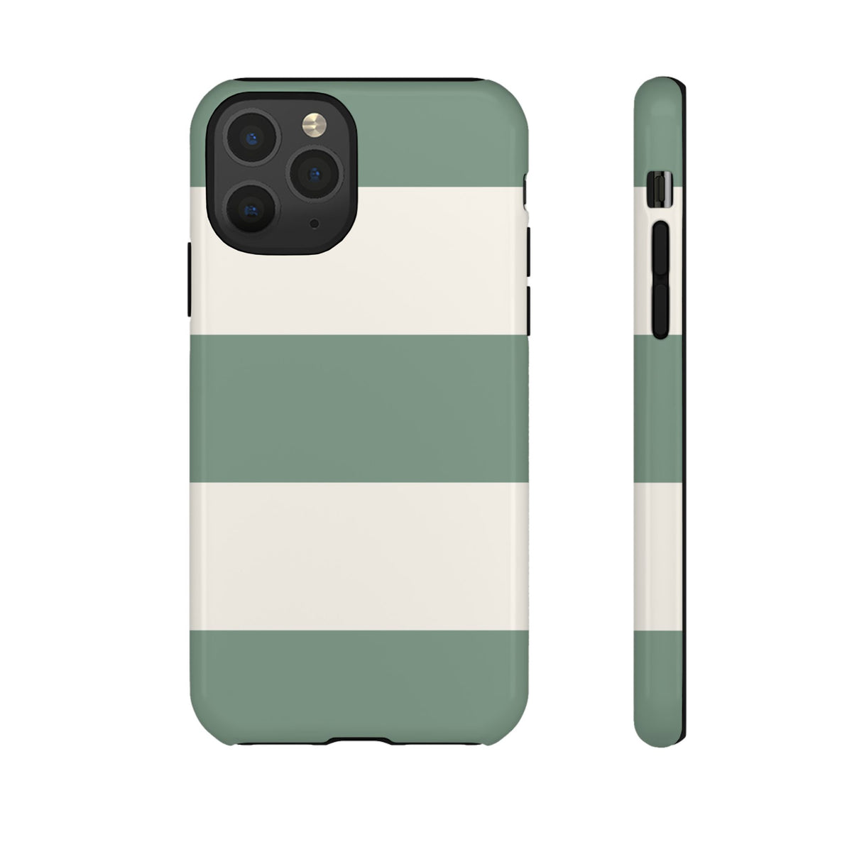 Green & White Horizontal Stripe Pattern Phone Case - Green Phone Case - iPhone 11 Pro / Glossy