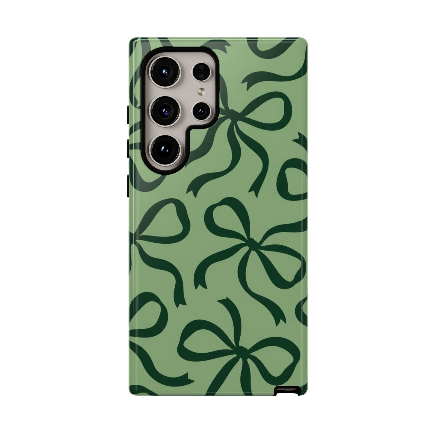 Bold Sage Green and Forest Green Bow Pattern Phone Case