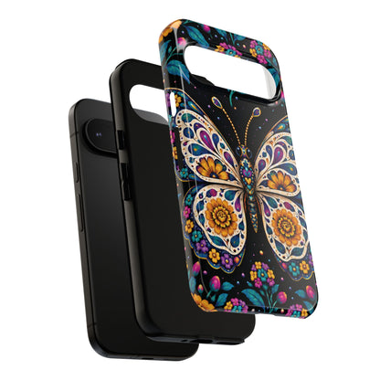 Vibrant Purple and Teal Calavera Butterfly Phone Case - Multicolor Phone Case