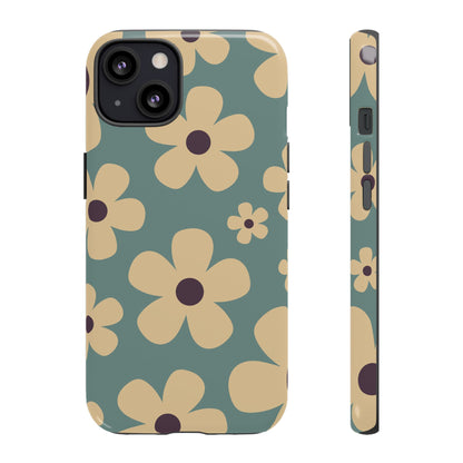 Cute Blue & Cream Daisy Pattern Phone Case - Blue Phone Case - iPhone 13 / Glossy