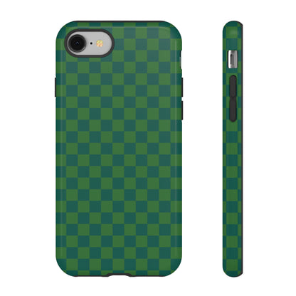 iPhone 8 / Glossy Phone Case - ’Bold Green Checkered Pattern’ Phone Case