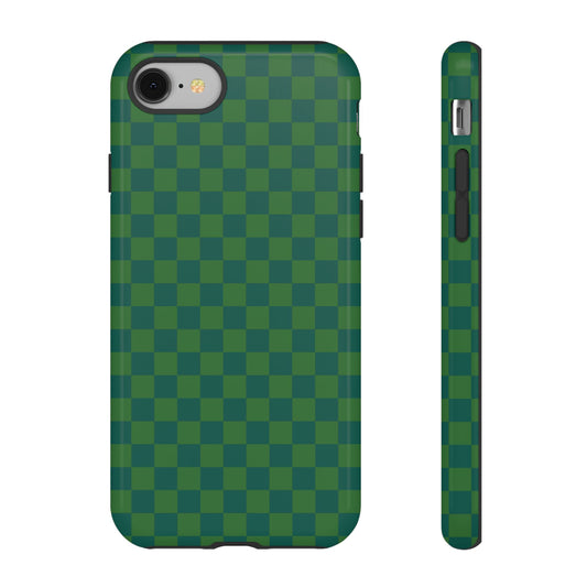 iPhone 8 / Glossy Phone Case - ’Bold Green Checkered Pattern’ Phone Case