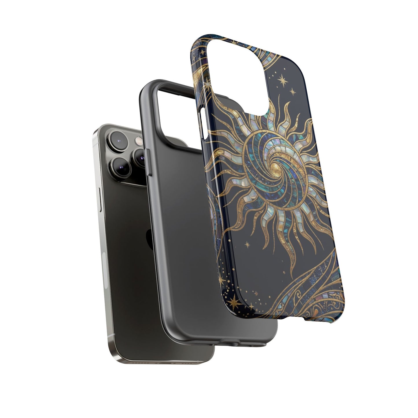 Elegant Navy & Gold Solar Spiral Phone Case