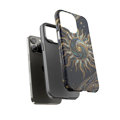 Elegant Navy & Gold Solar Spiral Phone Case
