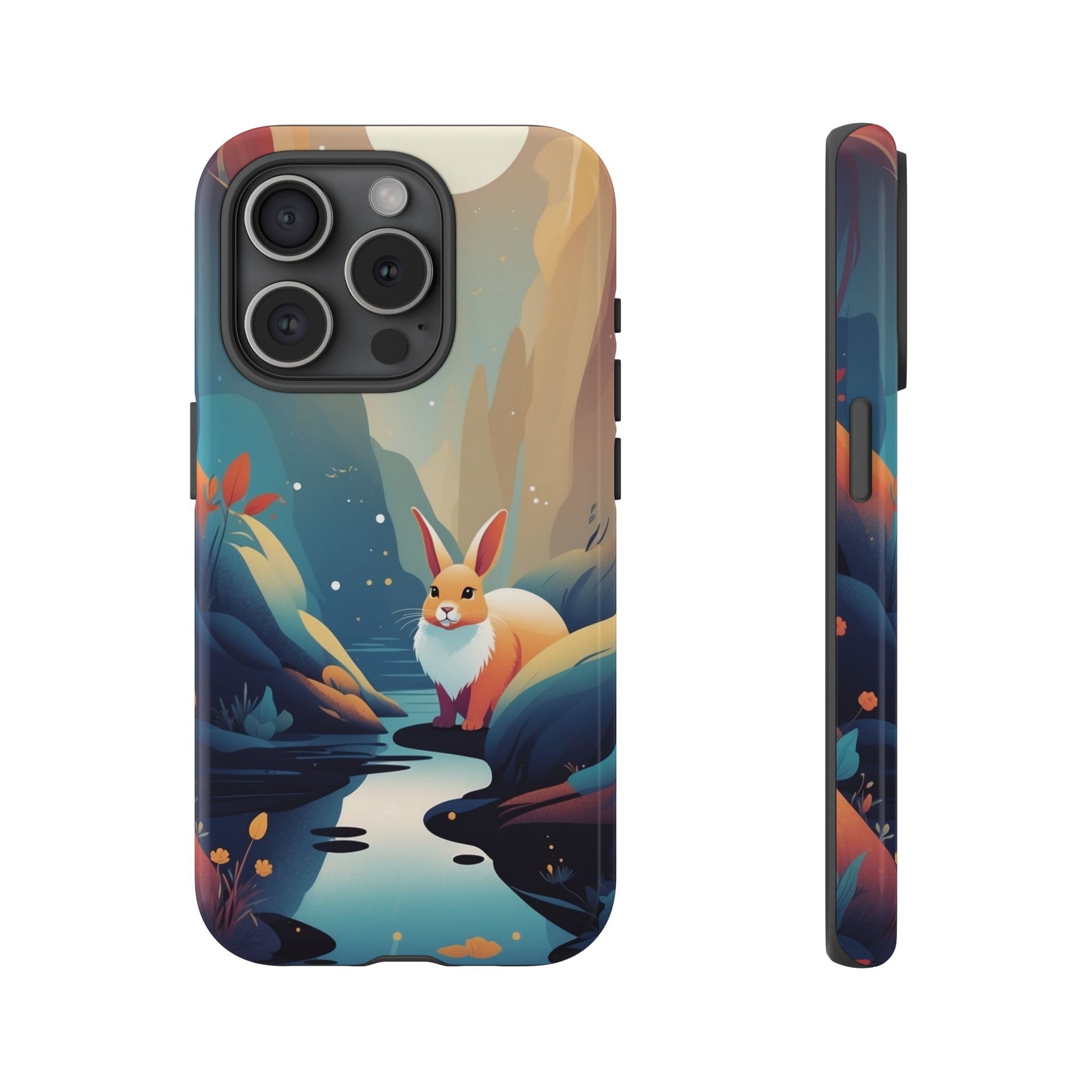 Stylised Rabbit Design Phone Case - Multicolor Phone Case - iPhone 15 Pro / Glossy