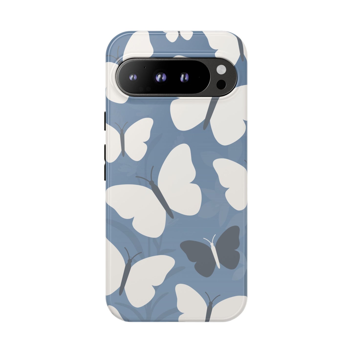 Google Pixel 9 Pro XL / Glossy Phone Case - Minimalist Light Blue Butterfly Pattern Phone Case