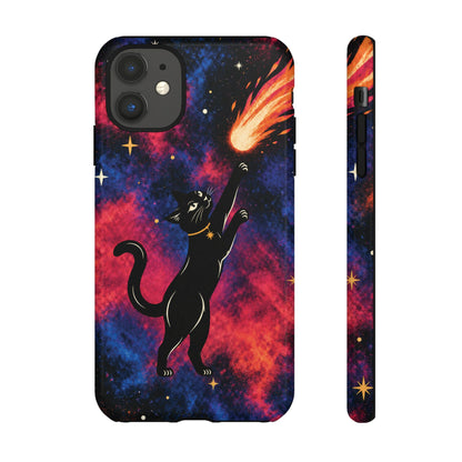 Whimsical Multicolour Celestial Black Cat Phone Case