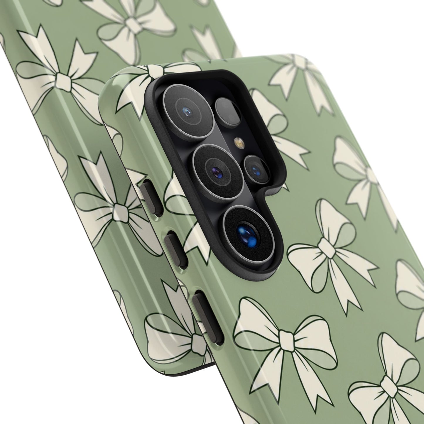 Chic Sage Green Bow Pattern Phone Case