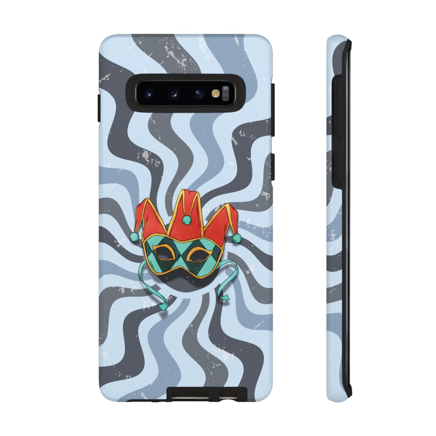 Samsung Galaxy S10 / Glossy Phone Case - Venetian Jester Mask – Blue Retro Soft Revival Phone Case