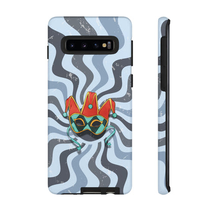 Samsung Galaxy S10 / Glossy Phone Case - Venetian Jester Mask – Blue Retro Soft Revival Phone Case