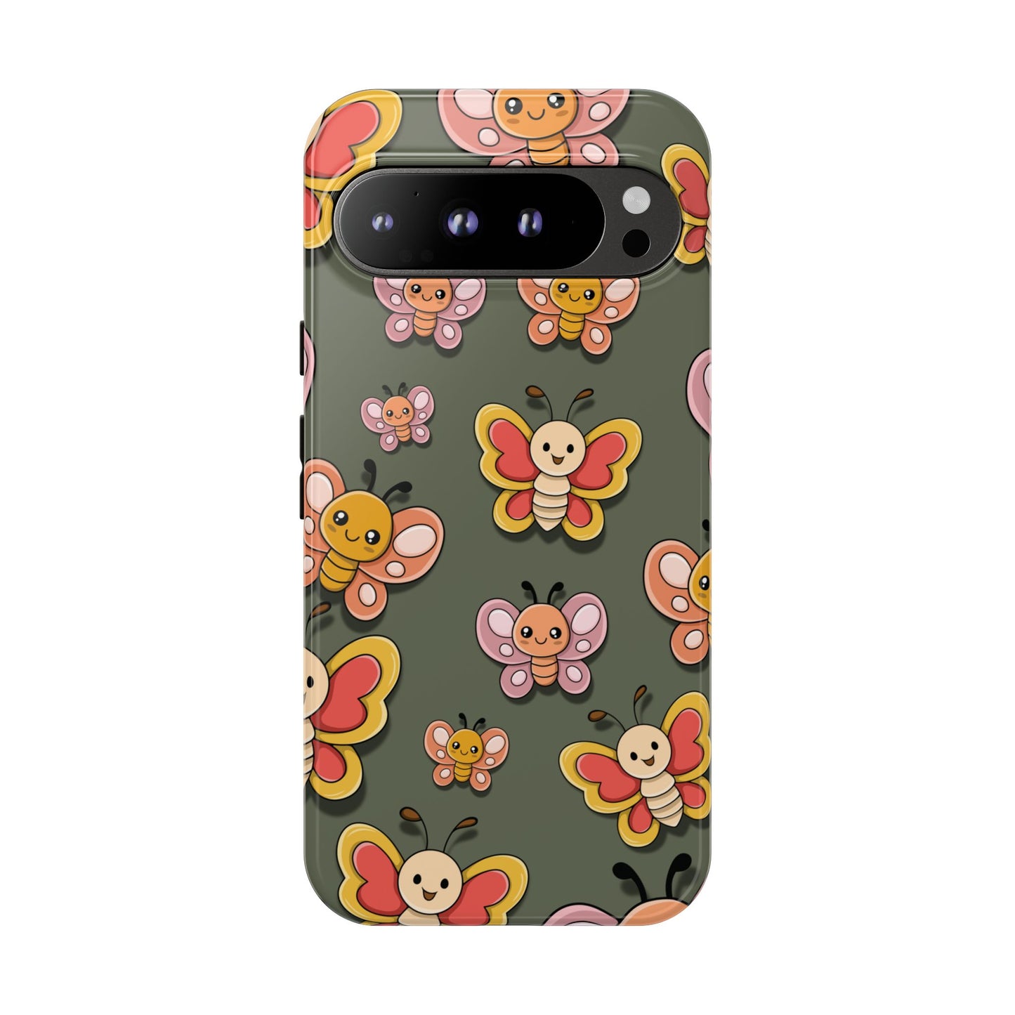 Google Pixel 9 Pro XL / Glossy Phone Case - Green Butterfly Sticker Design Phone Case