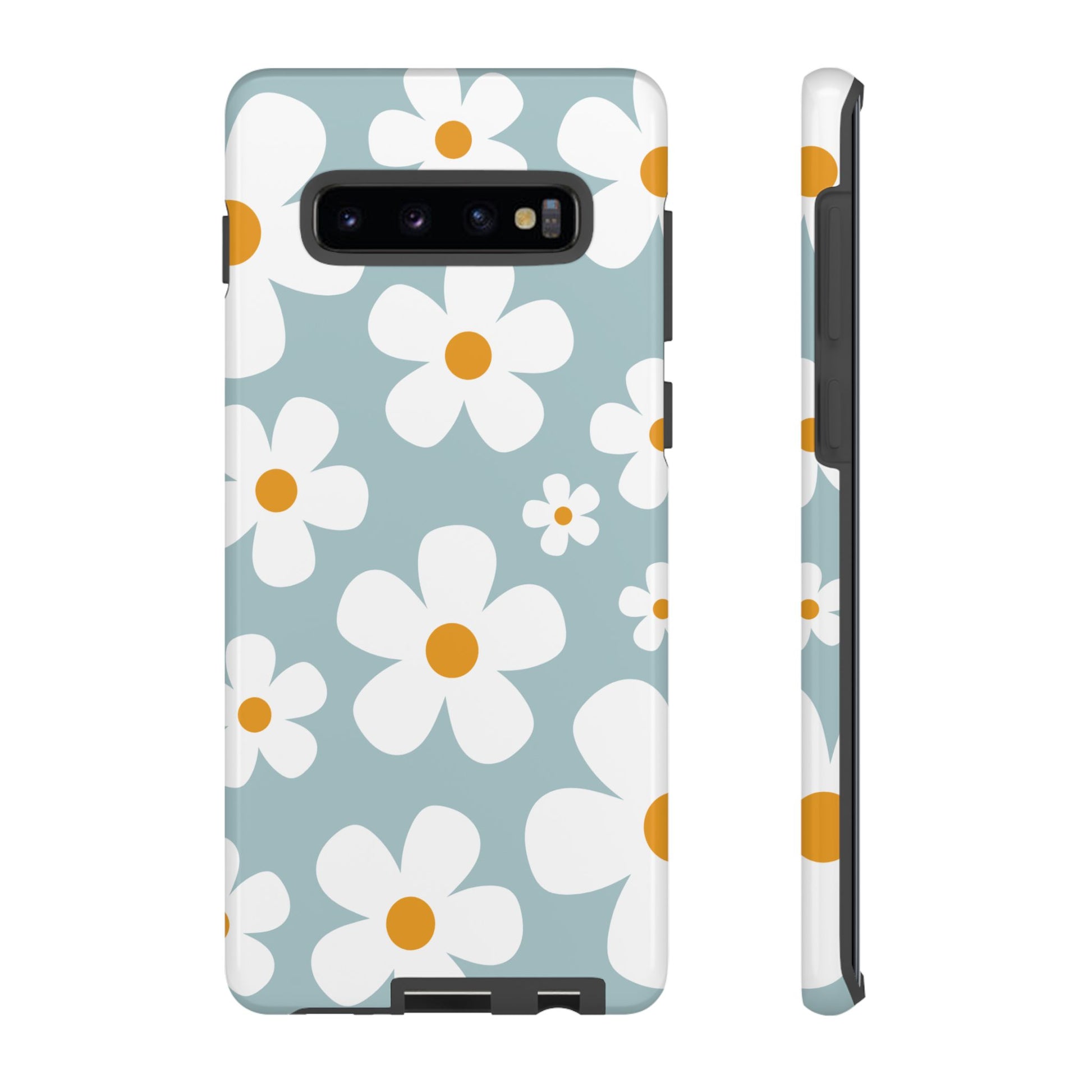 Cute Blue Daisy Pattern Phone Case - Blue Phone Case - Samsung Galaxy S10 Plus / Glossy