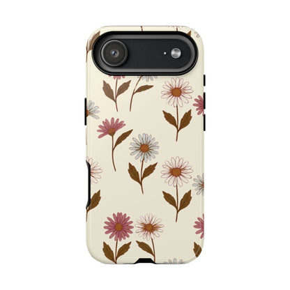 Pretty Cream & Rose Daisy Pattern Phone Case