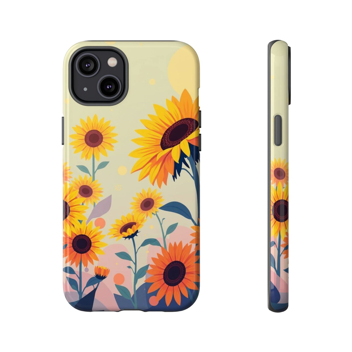 iPhone 14 Plus / Glossy Phone Case - Modern Flat Sunflower Design Phone Case