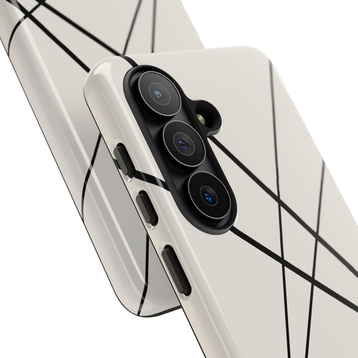 Abstract White with Black Lines Phone Case - White Phone Case