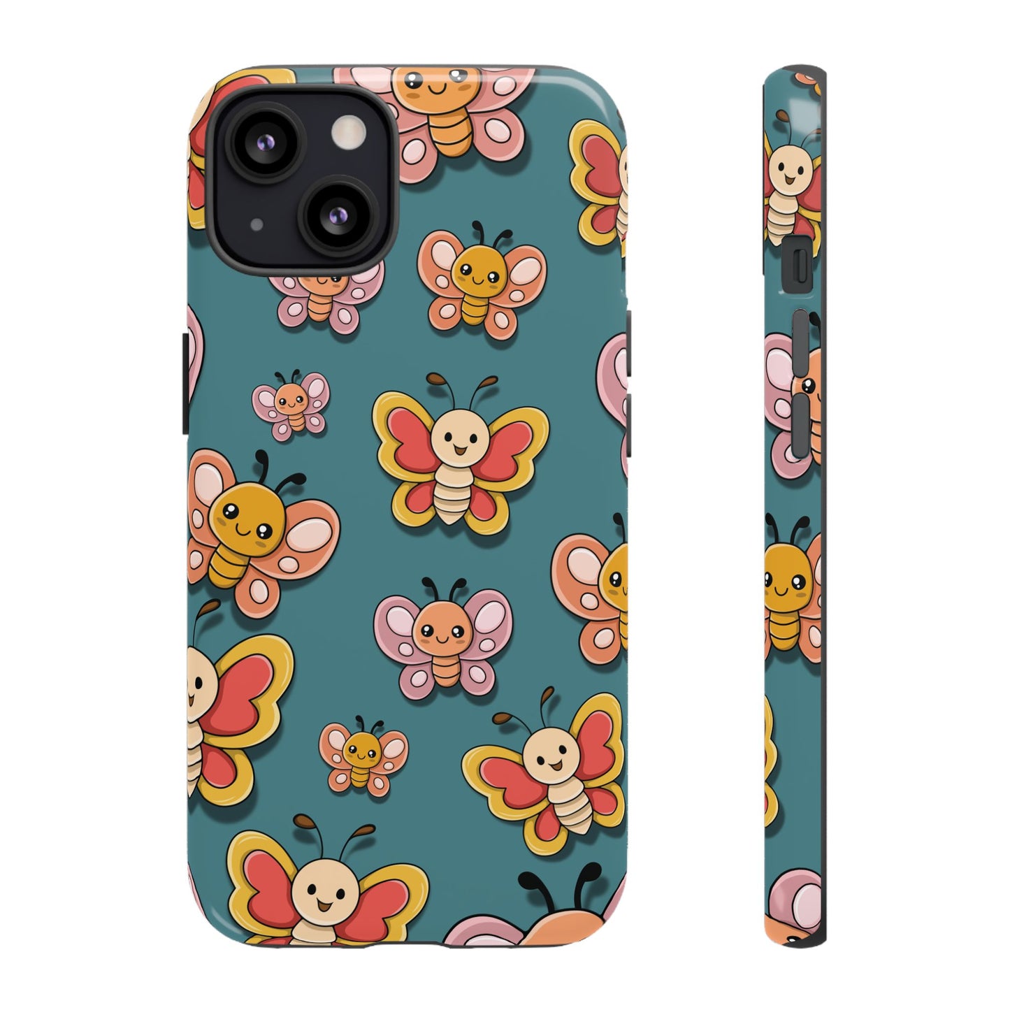 Blue Butterfly Sticker Design Phone Case - Blue Phone Case - iPhone 13 / Glossy