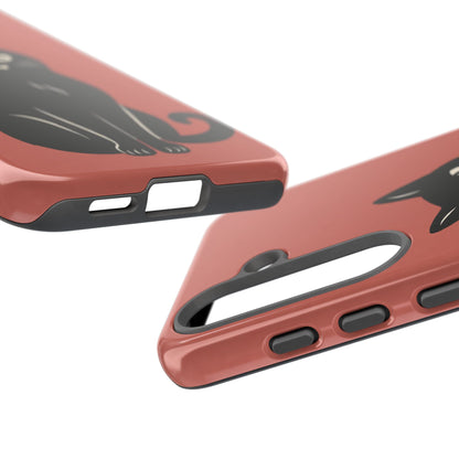 Minimalist Coral Red & Black Cat Phone Case