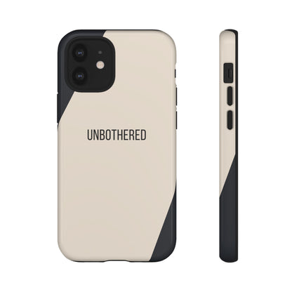 iPhone 12 Mini / Glossy Phone Case - Sassy Statement Case ’Unbothered’ in Beige & Charcoal