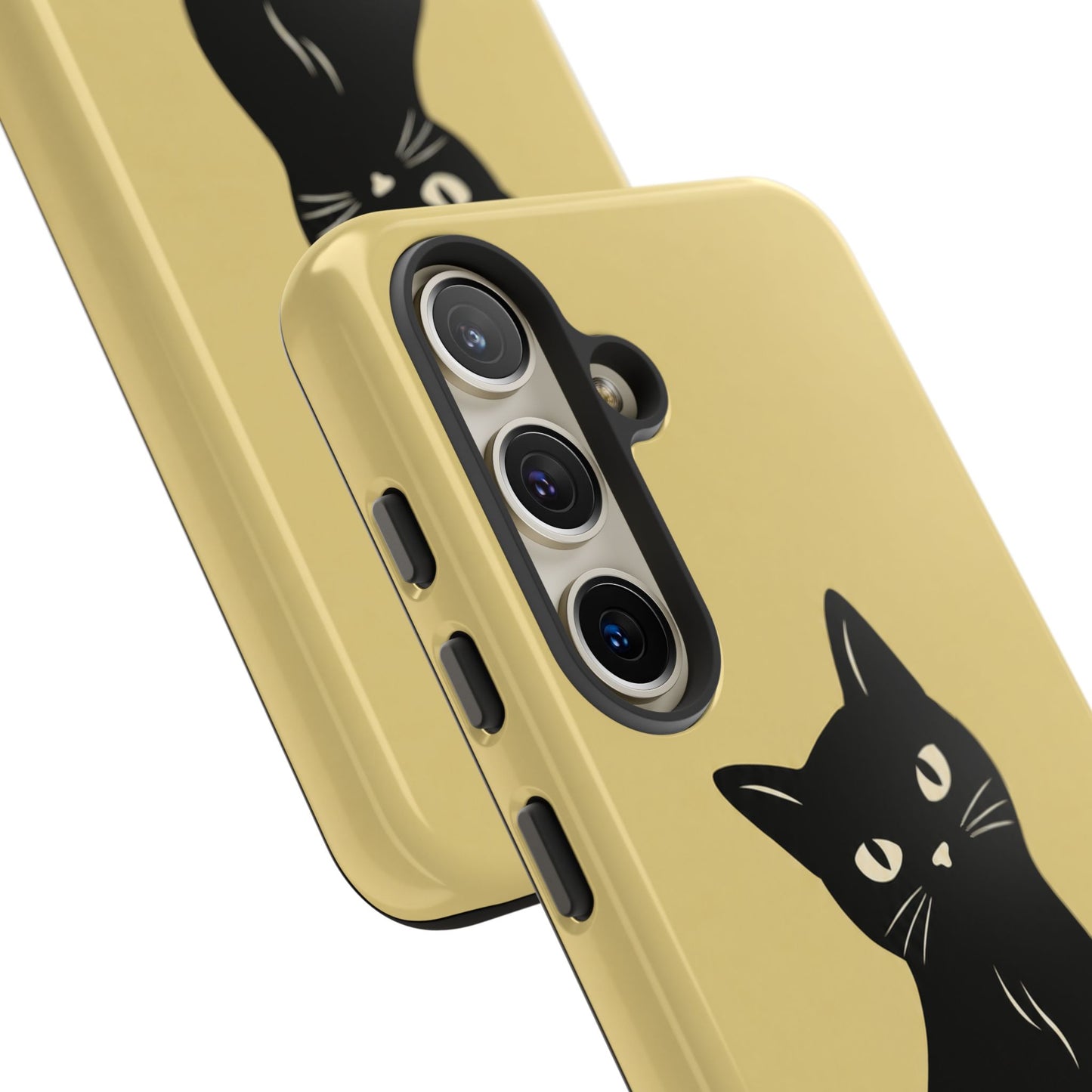 Minimalist Butter Yellow & Black Cat Phone Case