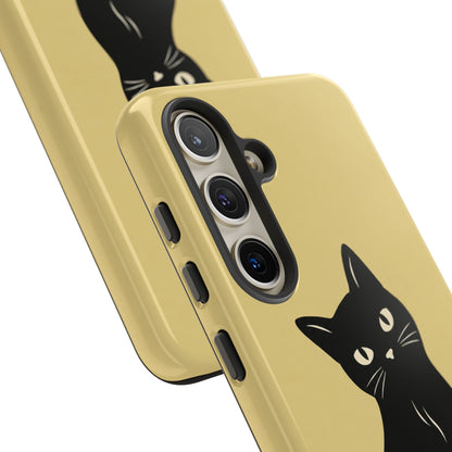 Minimalist Butter Yellow & Black Cat Phone Case
