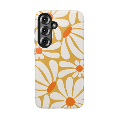 Retro Yellow Daisy Pattern Phone Case - Yellow Phone Case - Samsung Galaxy S25 / Glossy