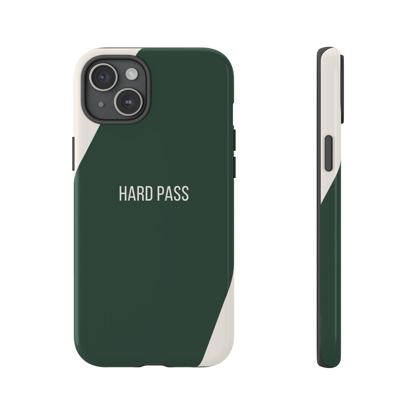 iPhone 15 Plus / Glossy Phone Case - Sassy Statement Case ’Hard Pass’ in Green & White