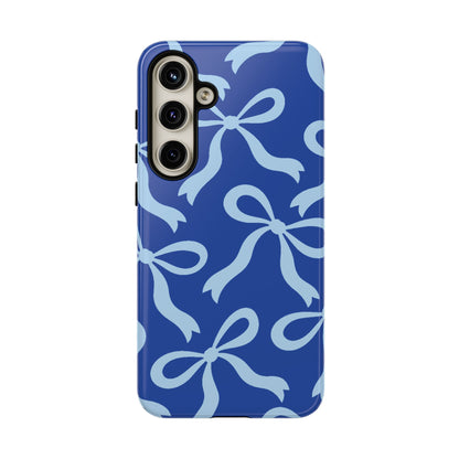 Bold Cobalt Blue and Powder Blue Bow Pattern Phone Case - Blue Phone Case - Samsung Galaxy S24 Plus / Glossy