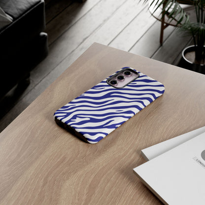 Stylish Electric Blue Zebra Print Phone Case