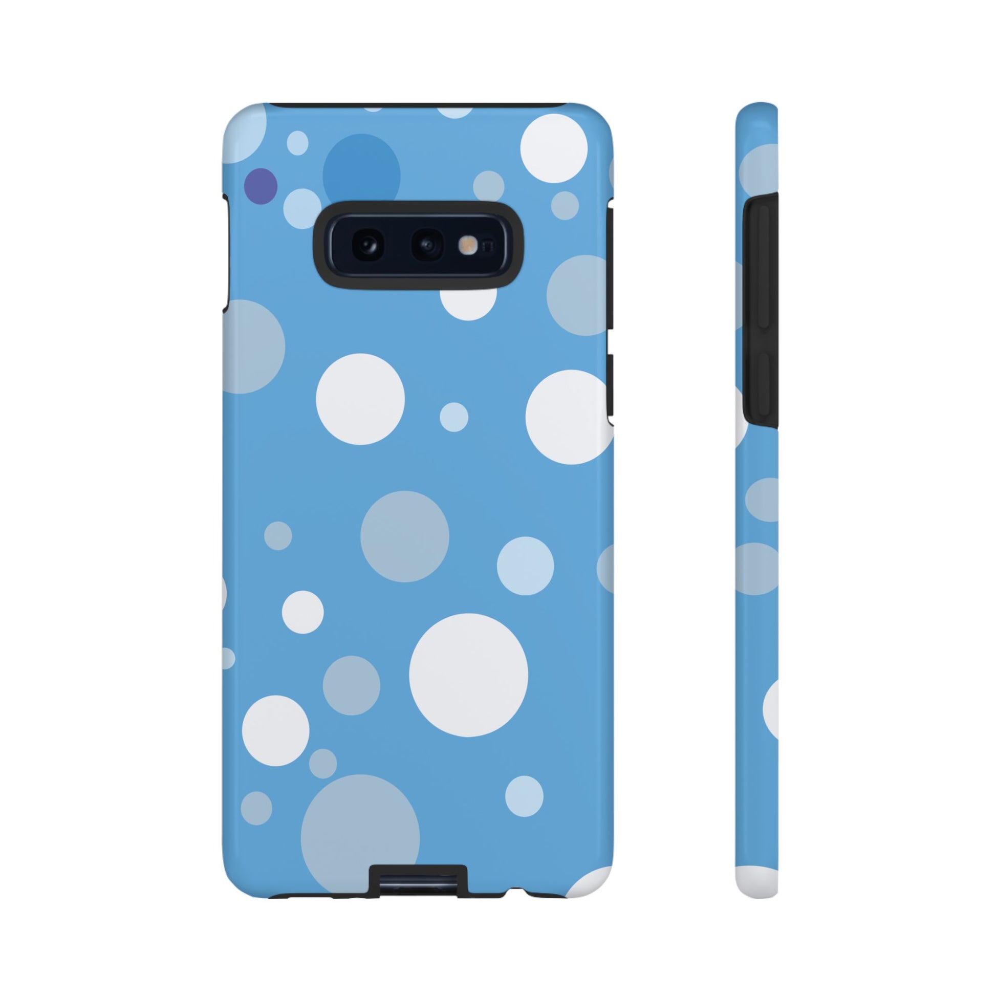 Samsung Galaxy S10E / Glossy Phone Case - ’Bold Blue with White Dot Pattern’ Phone Case