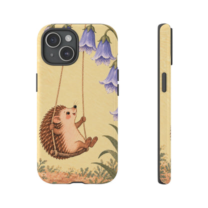 Whimsical Buttercream Hedgehog and Bluebell Phone Case - Yellow Phone Case - iPhone 15 / Glossy
