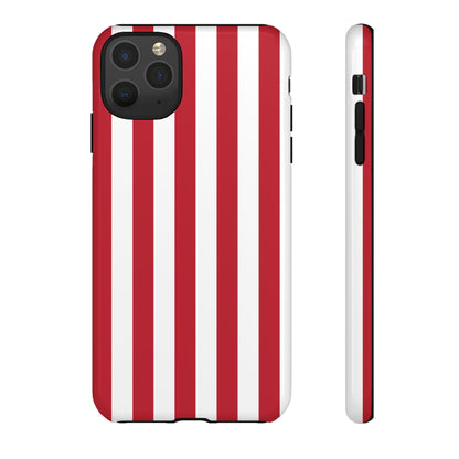 iPhone 11 Pro Max / Glossy Phone Case - Simple Dark Pink & White Stripe Pattern Phone Case