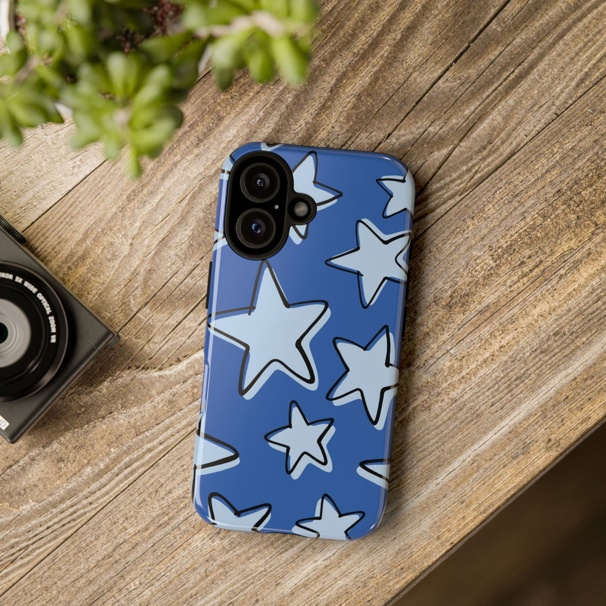 Cobalt Blue Doodle Star Phone Case