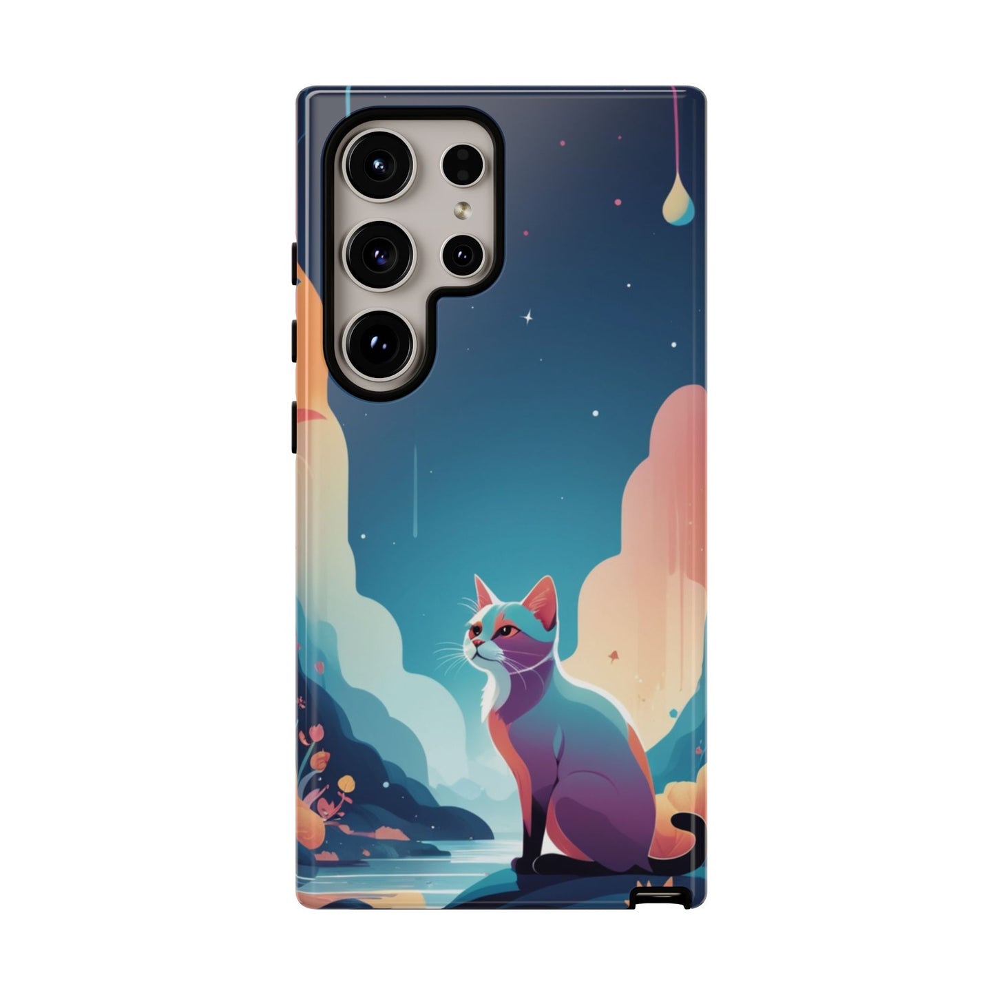 Samsung Galaxy S24 Ultra / Glossy Phone Case - Stylised Cat Design Phone Case