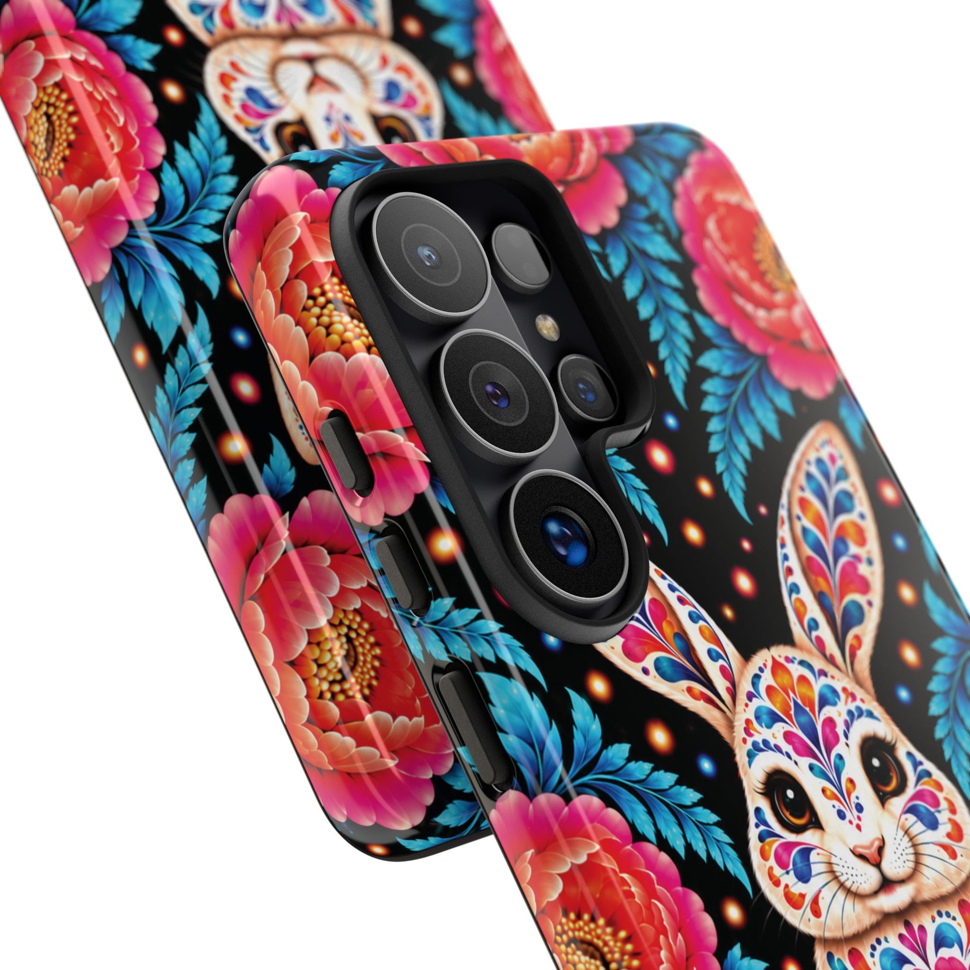 Cute Pink and Turquoise Calavera Bunny Phone Case - Multicolor Phone Case