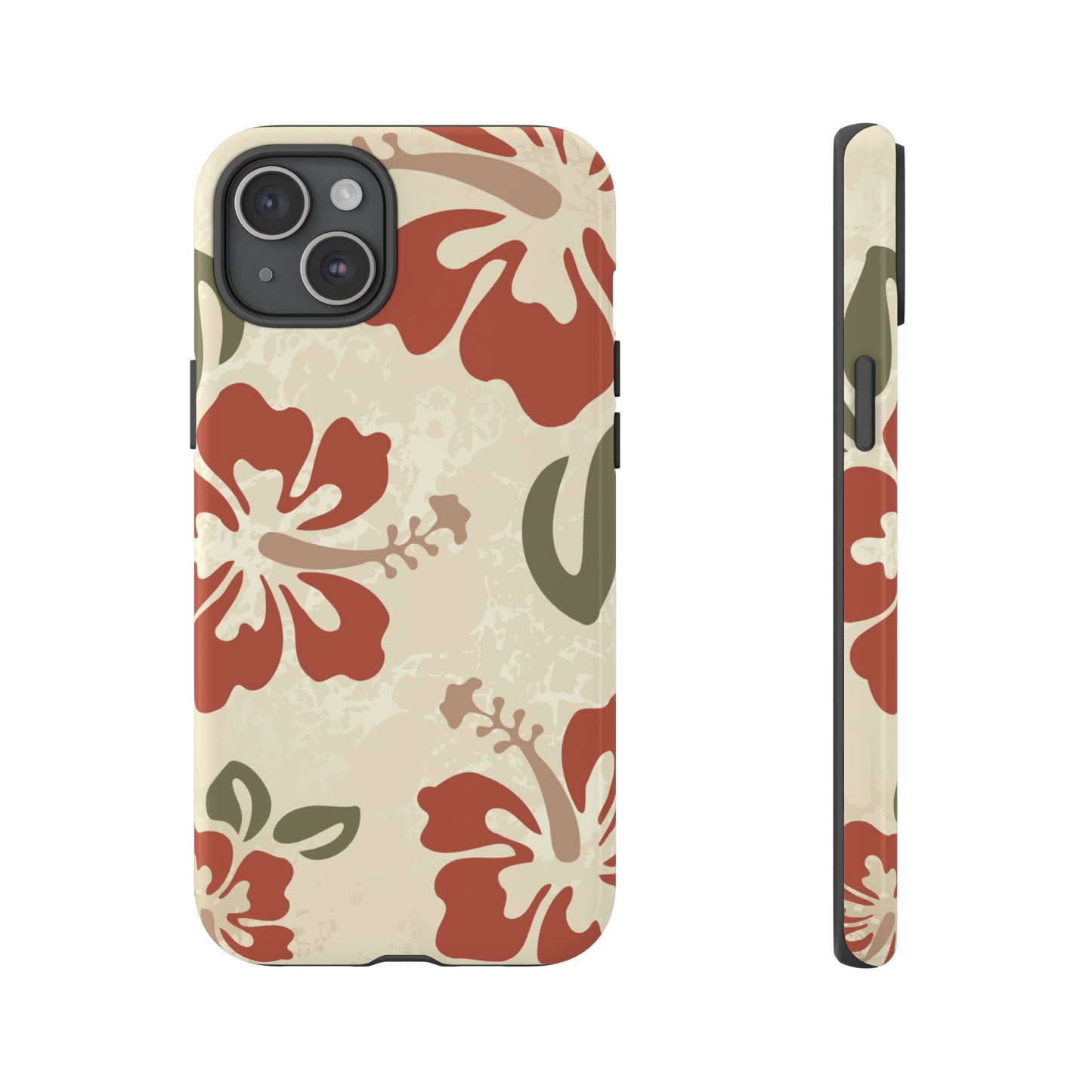 iPhone 15 Plus / Glossy Phone Case - ’Boho Chic Hibiscus Pattern #1’ Phone Case