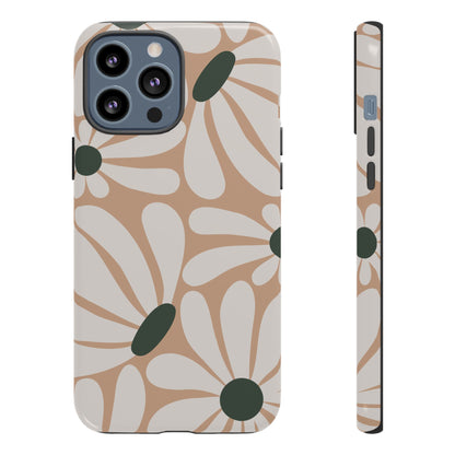 Retro Beige & White Daisy Pattern Phone Case - Beige Phone Case - iPhone 13 Pro Max / Glossy