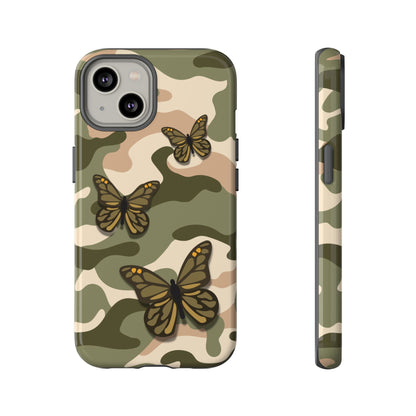 iPhone 14 / Glossy Phone Case - Green Butterfly Camo Phone Case