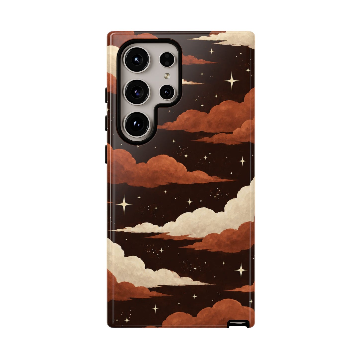 Illustrated Burnt Orange Clouds & Stars Phone Case