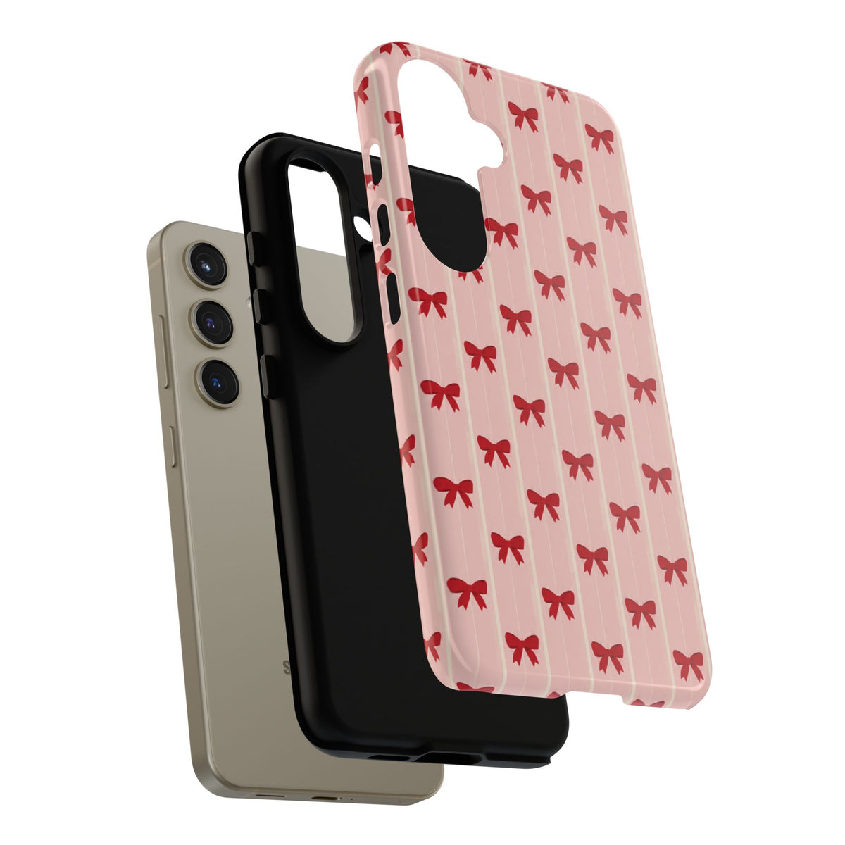 Retro Cherry Red Bow Pattern Phone Case