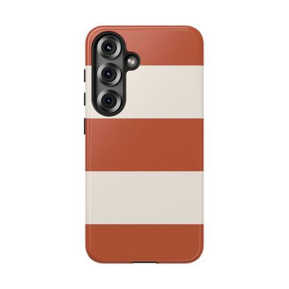 Samsung Galaxy S25 / Glossy Phone Case - Terracotta Horizontal Stripe Pattern Phone Case