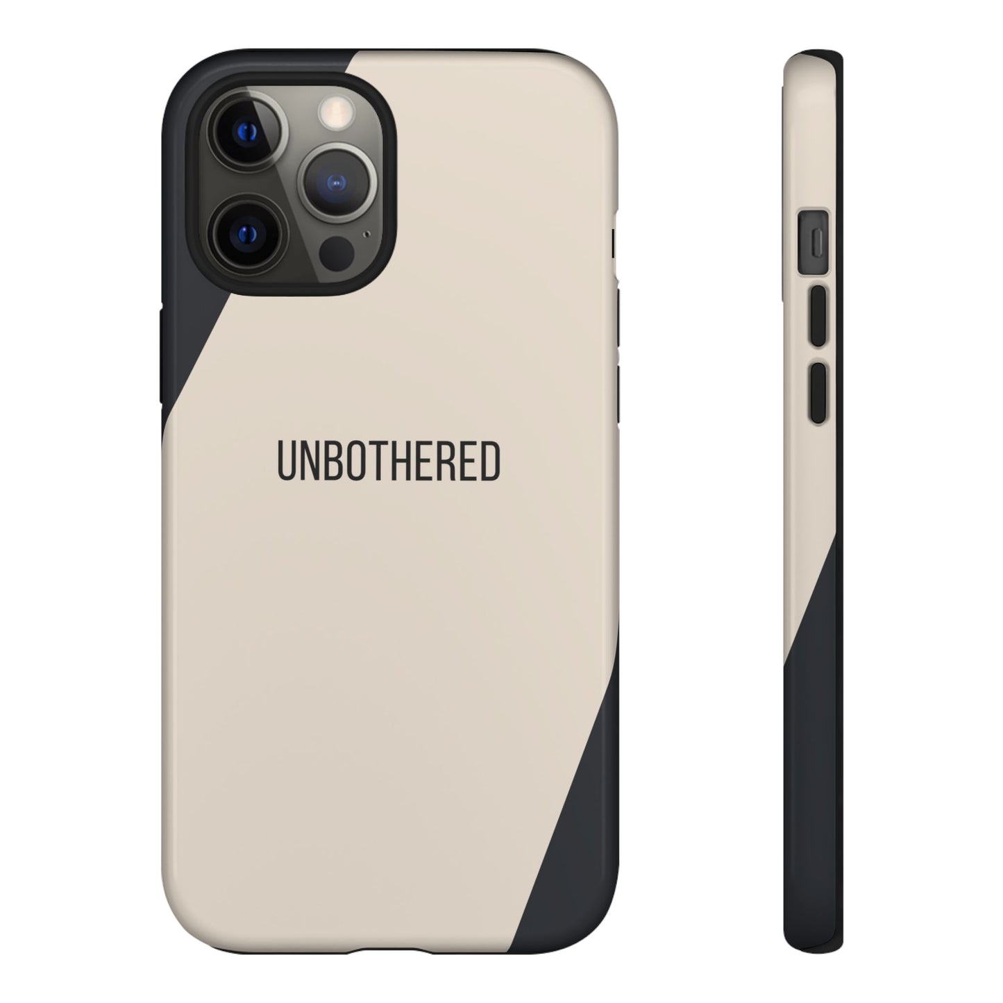 iPhone 12 Pro Max / Glossy Phone Case - Sassy Statement Case ’Unbothered’ in Beige & Charcoal