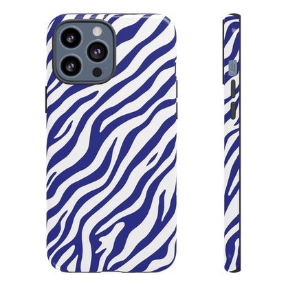 Stylish Electric Blue Zebra Print Phone Case